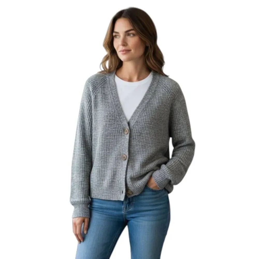 AMERICAN EAGLE GRAY WAFFLE KNIT PULLOVER SZ.S EUC.